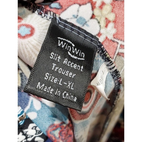 Win Win Women's Multicolor Polyester Mid Rise Slit Accents Trouser Size X-Large - Picture 6 of 12